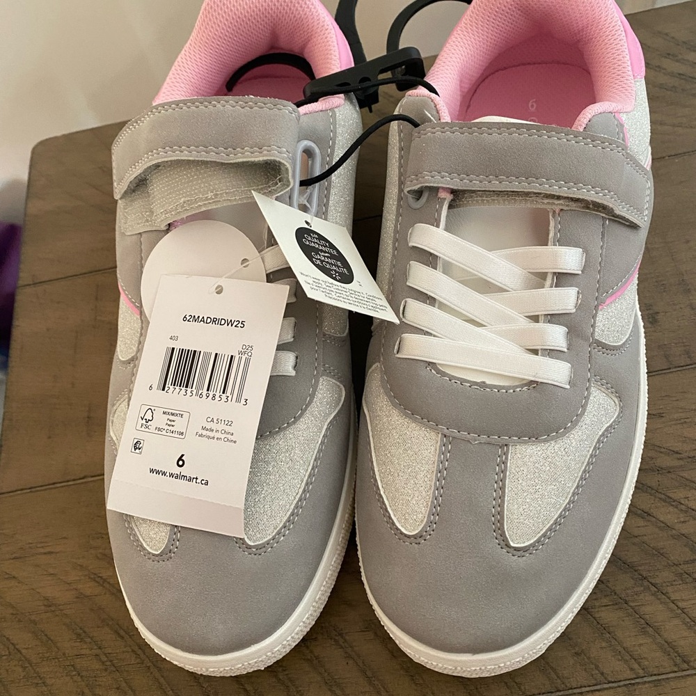 Kids Gray and Pink Sneakers